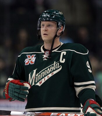 ST PAUL, MN - MARCH 22:  Mikko Koivu #9 of the Minnesota Wild skates against the Toronto Maple Leafs at the Xcel Energy Center on March 22, 2011 in St Paul, Minnesota.  (Photo by Bruce Bennett/Getty Images)