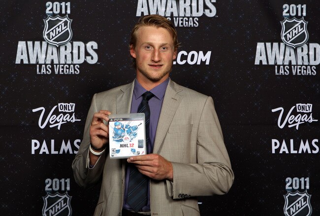 LAS VEGAS, NV - JUNE 22:  Steve Stamkos of the Tampa Bay Lightning poses with the cover of EA Sports' NHL 12 video game during the 2011 NHL Awards at The Pearl concert theater at the Palms Casino Resort June 22, 2011 in Las Vegas, Nevada.  (Photo by Bruce