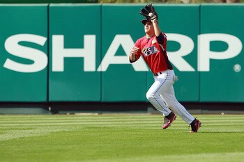 ANAHEIM, CA - JULY 11:  U.S. Futures All-Star Brett Jackson #13 of the Chicago Cubs fields a pop fly during the 2010 XM All-Star Futures Game at Angel Stadium of Anaheim on July 11, 2010 in Anaheim, California.  (Photo by Jeff Gross/Getty Images)