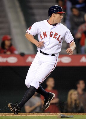 ANAHEIM, CA - MAY 20:  Peter Bourjos #25 of the Los Angeles Angels of Anaheim scores a run against the Atlanta Braves for a 1-0 lead during the third inning at Angel Stadium on May 20, 2011 in Anaheim, California.  (Photo by Harry How/Getty Images)