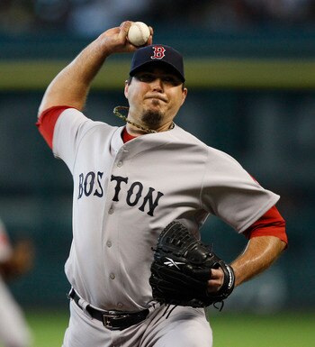 HOUSTON, TX - JULY 03:  Pitcher Josh Beckett #19 of the Boston Red Sox pitches in the first inning against the Houston Astros at Minute Maid Park on July 3, 2011 in Houston, Texas.  (Photo by Bob Levey/Getty Images)