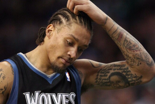 BOSTON, MA - JANUARY 03:  Michael Beasley #8 of the Minnesota Timberwolves reacts after he is called for an offensive foul in the first half against the Boston Celtics on January 3, 2011 at the TD Garden in Boston, Massachusetts. NOTE TO USER: User expres