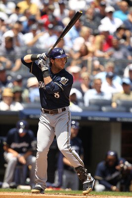 NEW YORK, NY - JUNE 30:  Ryan Braun #8 of the Milwaukee Brewers in action against the New York Yankees during their game on June 30, 2011 at Yankee Stadium in the Bronx borough of New York City.  (Photo by Al Bello/Getty Images)