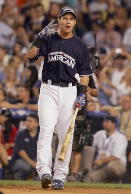 NEW YORK - JULY 14:  Josh Hamilton reacts during the 2008 MLB All-Star State Farm Home Run Derby at Yankee Stadium on July 14, 2008 in the Bronx borough of New York City. (Photo by: Jim McIsaac/Getty Images)
