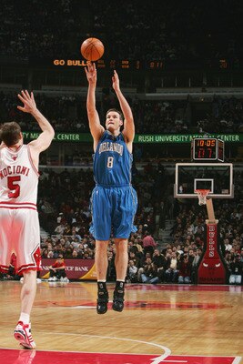 CHICAGO - NOVEMBER 29:  Pat Garrity #8 of the Orlando Magic shoots against the Chicago Bulls on November 29, 2005 at the United Center in Chicago, Illinois. The Bulls defeated the Magic 85-76. NOTE TO USER: User expressly acknowledges and agreees that, by