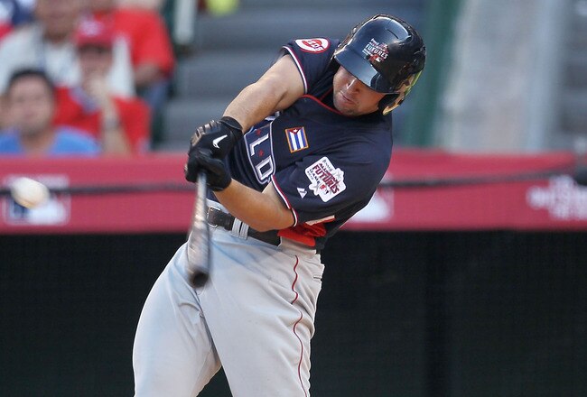 ANAHEIM, CA - JULY 11:  World Futures All-Star Yonder Alonso #20 of the Cincinnati Reds at bat during the 2010 XM All-Star Futures Game at Angel Stadium of Anaheim on July 11, 2010 in Anaheim, California.  (Photo by Stephen Dunn/Getty Images)