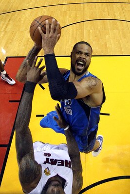 MIAMI, FL - JUNE 12:  Tyson Chandler #6 of the Dallas Mavericks attempts a shot againsbt LeBron James #6 of the Miami Heat in Game Six of the 2011 NBA Finals at American Airlines Arena on June 12, 2011 in Miami, Florida. The Mavericks won 105-95. NOTE TO