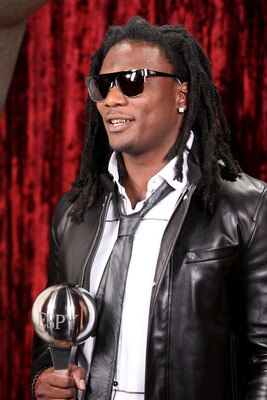 LOS ANGELES, CA - JULY 14:  NFL player Chris Johnson of the Tennessee Titans winner of the Best Breakthrough Athlete Award  poses backstage during the 2010 ESPY Awards at Nokia Theatre L.A. Live on July 14, 2010 in Los Angeles, California.  (Photo by Alex