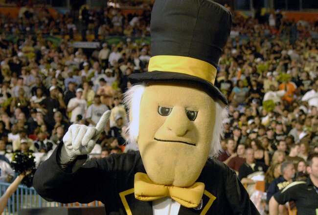 Wake Forest mascot Demon Deacon during the 73rd annual FedEx Orange Bowl between Louisville and Wake Forest at Dolphin Stadium in Miami, Florida on January 2, 2007. (Photo by A. Messerschmidt/Getty Images) *** Local Caption ***