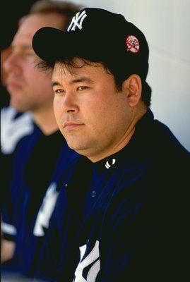 5 Mar 1999:  Pitcher Hideki Irabu #14 of the New York Yankees looking on during the Spring Training game against the Toronto Blue Jays at Dunedin Stadium at Grant Field in Dunedin, Florida. The Blue Jays defeated the Yankees 8-6. Mandatory Credit: Jed Jac