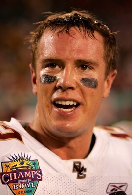 ORLANDO, FL - DECEMBER 28:  Matt Ryan #12 of the  Boston College Eagles talks to the media following the Champs Bowl against the Michigan State Spartans on December 28, 2007 at the Citrus Bowl in Orlando, Florida.  (Photo by Sam Greenwood/Getty Images)