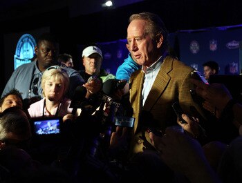 FT. LAUDERDALE, FL - FEBRUARY 03: New Orleans Saints legend Archie Manning answers questions after the Madden Most Valuable Protectors Award Press Conference on February 3, 2010 at the Ft. Lauderdale Convention Center in Ft. Lauderdale, Florida. Manning a