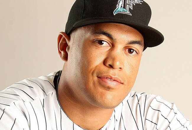 JUPITER, FL - FEBRUARY 23:  Mike Stanton #27 of the Florida Marlins during Photo Day at Roger Dean Stadium on February 23, 2011 in Jupiter, Florida.  (Photo by Mike Ehrmann/Getty Images)