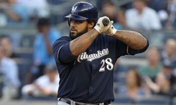 NEW YORK, NY - JUNE 29:  Prince Fielder #28 of the Milwaukee Brewers in action against the New York Yankees during their game on June 29, 2011 at Yankee Stadium in the Bronx borough of New York City.  (Photo by Al Bello/Getty Images)