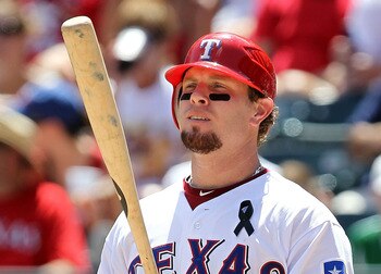ARLINGTON, TX - JULY 10:  Josh Hamilton #32 of the Texas Rangers at Rangers Ballpark in Arlington on July 10, 2011 in Arlington, Texas.  (Photo by Ronald Martinez/Getty Images)