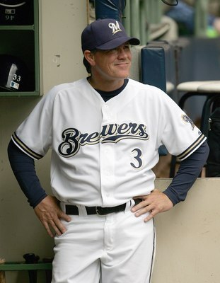 MILWAUKEE - MAY 9: Manager Ned Yost #3 of the Milwaukee Brewers watches the action from the dugout against the Washington Nationals on May 9, 2007 at Miller Park in Milwaukee, Wisconsin. The Brewers defeated the Nationals 3-1. (Photo by Jonathan Daniel/Ge