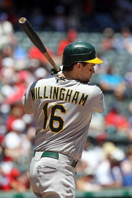 ARLINGTON, TX - JULY 10:  Josh Willingham #16 of the Oakland Athletics at Rangers Ballpark in Arlington on July 10, 2011 in Arlington, Texas.  (Photo by Ronald Martinez/Getty Images)