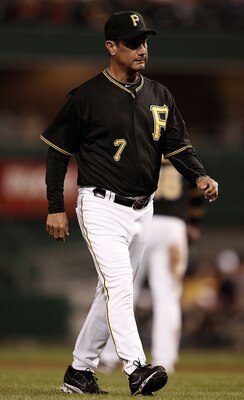 PITTSBURGH - MAY 07:  Manager John Russell #7 of the Pittsburgh Pirates walks back to the dugout after arguing with an umpire during the game against the St Louis Cardinals on May 7, 2010 at PNC Park in Pittsburgh, Pennsylvania.  (Photo by Jared Wickerham