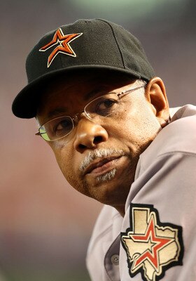 PHOENIX - JUNE 14:  Manager Cecil Cooper of the Houston Astros looks on from the dugout during the major league baseball game against the Arizona Diamondbacks at Chase Field on June 14, 2009 in Phoenix, Arizona.  (Photo by Christian Petersen/Getty Images)