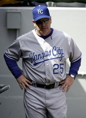 CHICAGO - APRIL 19:  Manager Buddy Bell #25 of the Kansas City Royals paces in the dugout after the Chicago White Sox scored three runs in the fifth inning on April 19, 2006 at U.S. Cellular Field in Chicago, Illinois. The White Sox defeated the Royals 4-