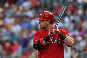 ARLINGTON, TX - JULY 06:  Josh Hamilton #32 of the Texas Rangers at Rangers Ballpark in Arlington on July 6, 2011 in Arlington, Texas.  (Photo by Ronald Martinez/Getty Images)
