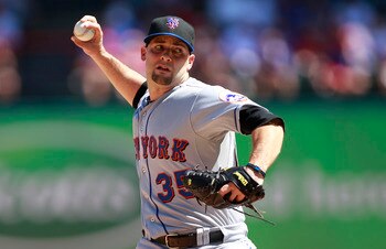 ARLINGTON, TX - JUNE 26: Dillon Gee #35 of the New York Mets throws a pitch against the Texas Rangers at Rangers Ballpark in Arlington on June 26, 2011 in Arlington, Texas.  (Photo by Rick Yeatts/Getty Images)