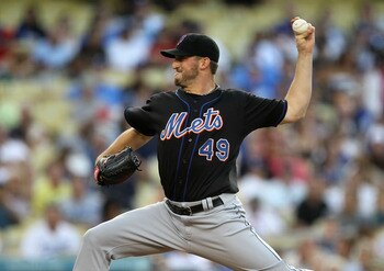 LOS ANGELES, CA - JULY 06:  Jonathon Niese #49 of the New York Mets throws a pitch against the Los Angeles Dodgers on July 6, 2011 at Dodger Stadium in Los Angeles, California.  (Photo by Stephen Dunn/Getty Images)