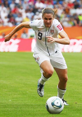 SINSHEIM, GERMANY - JULY 02: Heather O'Reilly of USA controles the ball during the FIFA Women's World Cup 2011 Group C match between USA and Colombia at the Fifa Womens World Cup Stadium on July 2, 2011 in Sinsheim, Germany.  (Photo by Alex Grimm/Getty Im