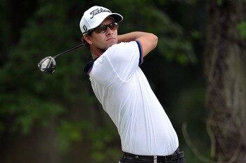 NEWTOWN SQUARE, PA - JULY 3: Adam Scott of Australia hits his tee shot on the second hole during the final round of the AT&T National at Aronimink Golf Club on July 3, 2011 in Newtown Square, Pennsylvania. (Photo by Drew Hallowell/Getty Images)