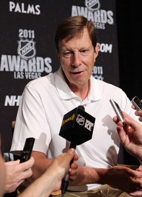 LAS VEGAS, NV - JUNE 21:  Executive Vice President of Hockey Operations and General Manager David Poile of the Nashville Predators addresses the media at the 2011 NHL Awards nominee media availability at the Palms Casino Resort on June 21, 2011 in Las Veg