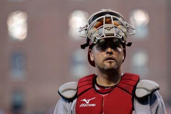 BALTIMORE, MD - JUNE 24: Catcher Ramon Hernandez #55 of the Cincinnati Reds in action against the Baltimore Orioles at Oriole Park at Camden Yards on June 24, 2011 in Baltimore, Maryland. (Photo by Rob Carr/Getty Images)