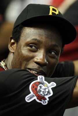 PHOENIX, AZ - JULY 10:  World Future's All-Star Starling Marte #15 of the Pittsburgh Pirates looks on from the dugout during the 2011 XM All-Star Futures Game at Chase Field on July 10, 2011 in Phoenix, Arizona.  (Photo by Christian Petersen/Getty Images)