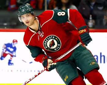 ST. PAUL, MN - DECEMBER 31:  Brent Burns #8 of the Minnesota Wild skates in warmups before a game with the San Jose Sharks December 31, 2008 at the Xcel Energy Center in St. Paul, Minnesota. (Photo by Scott A. Schneider/Getty Images)