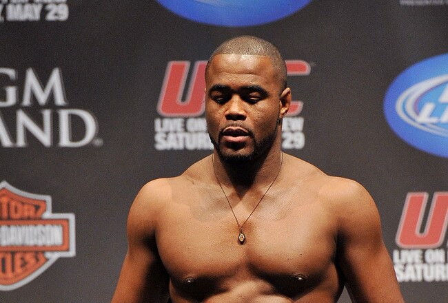 LAS VEGAS - MAY 28:  UFC fighter Rashad Evans weighs in for his fight against UFC fighter Quinton 'Rampage' Jackson at UFC 114: Rampage versus Rashad at the Mandalay Bay Hotel on May 28, 2010 in Las Vegas, Nevada.  (Photo by Jon Kopaloff/Getty Images)
