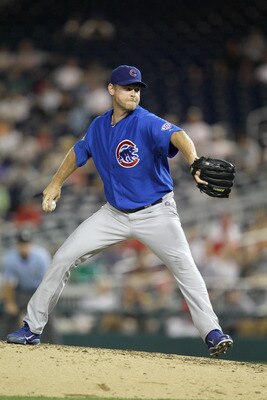 WASHINGTON, DC - JULY 06:  Reliever Kerry Wood #34 of the Chicago Cubs pitches against the Washington Nationals during the seventh inning at Nationals Park on July 6, 2011 in Washington, DC.  (Photo by Rob Carr/Getty Images)
