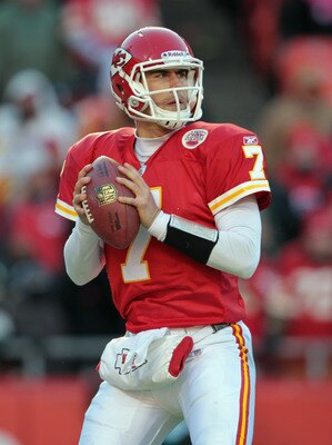 KANSAS CITY, MO - DECEMBER 26:  Quarterback Matt Cassel #7 of the Kansas City Chiefs in action during the game against the Tennessee Titans on December 26, 2010 at Arrowhead Stadium in Kansas City, Missouri.  (Photo by Jamie Squire/Getty Images)