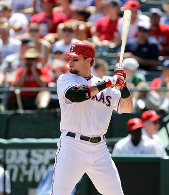 ARLINGTON, TX - JULY 10:  Josh Hamilton #32 of the Texas Rangers at Rangers Ballpark in Arlington on July 10, 2011 in Arlington, Texas.  (Photo by Ronald Martinez/Getty Images)