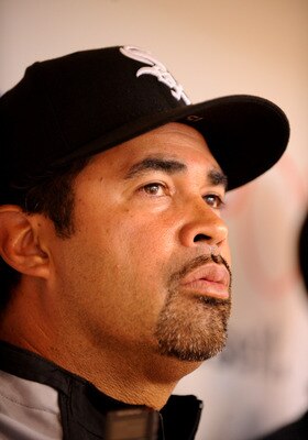 ST. PETERSBURG, FL - APRIL 16: Manager Ozzie Guillen #13 of the Chicago White Sox talks to the media before play against the Tampa Bay Rays April 16, 2009 at Tropicana Field in St. Petersburg, Florida.  (Photo by Al Messerschmidt/Getty Images)
