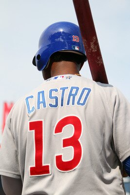 WASHINGTON, DC - JULY 04: Starlin Castro #13 of the Chicago Cubs stands on deck against the Washington Nationals at Nationals Park on July 4, 2011 in Washington, DC. The Washington Nationals won 5-4. (Photo by Ned Dishman/Getty Images)