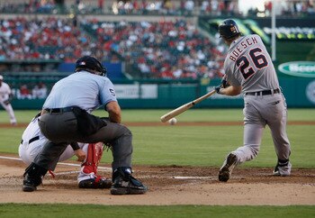ANAHEIM, CA - JULY 04:  Brennan Boesch #26 of the Detroit Tigers bats against the Los Angeles Angels of Anaheim at Angel Stadium of Anaheim on July 4, 2011 in Anaheim, California.  (Photo by Jeff Gross/Getty Images)