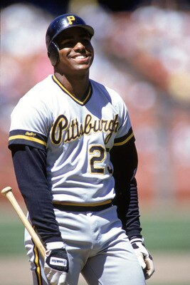 1990:  Bobby Bonilla #25 of the Pittsburgh Pirates smiles as he walks on the field during a 1990 MLB season game.  (Photo by Otto Greule Jr/Getty Images)