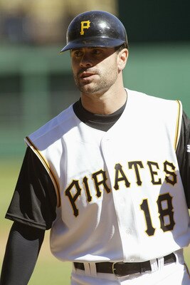 PITTSBURGH - APRIL 5:  Jason Kendall #18 of the Pittsburgh Pirates looks on during the game against the Philadelphia Phillies on April 5, 2004 at PNC Park in Pittsburgh, Pennsylvania.  The Pirates won 2-1.  (Photo by Rick Stewart/Getty Images)