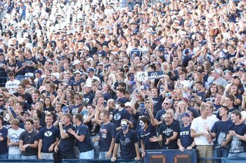 PROVO, UT - SEPTEMBER 19:  Brigham Young University Cougars fans during the game against Florida State Seminoles at La Vell Edwards Stadium on September 19, 2009 in Provo, Utah.  (Photo by Melissa Majchrzak via Getty Images)