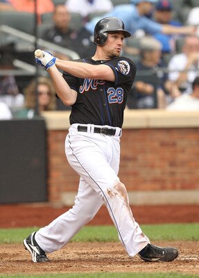 NEW YORK, NY - JULY 03:  Daniel Murphy #28 of the New York Mets  in action against the New York Yankees during their game on July 3, 2011 at Citi Field in the Flushing neighborhood of the Queens borough of New York City.  (Photo by Al Bello/Getty Images)