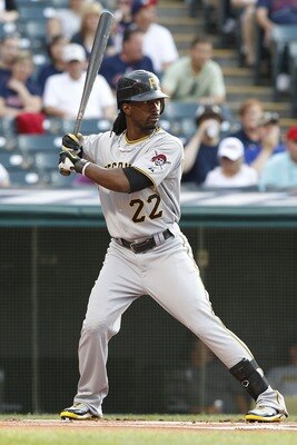 CLEVELAND, OH - JUNE 18:   Andrew McCutchen #22 of the Pittsburgh Pirates bats against the Cleveland Indians during the first inning of their game on June 18, 2011 at Progressive Field in Cleveland, Ohio.  The Indians defeated the Pirates 5-1.  (Photo by