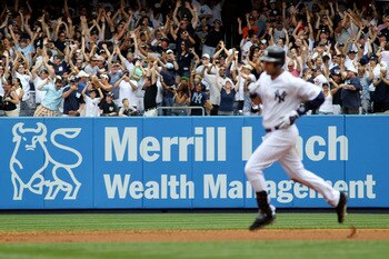 NEW YORK, NY - JULY 09:  Derek Jeter #2 of the New York Yankees runs the bases after career hit number 3,000, a third inning home run, against the Tampa Bay Rays on July 9, 2011 at Yankee Stadium in the Bronx borough of New York City. Jeter becomes the 28