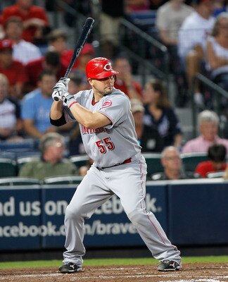 ATLANTA, GA - MAY 27:  Ramon Hernandez #55 of the Cincinnati Reds against the Atlanta Braves at Turner Field on May 27, 2011 in Atlanta, Georgia.  (Photo by Kevin C. Cox/Getty Images)