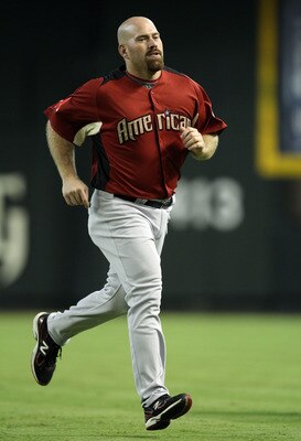 PHOENIX, AZ - JULY 12:  American League All-Star Kevin Youkilis #20 of the Boston Red Sox runs in the outfield during batting practice before the start of the 82nd MLB All-Star Game at Chase Field on July 12, 2011 in Phoenix, Arizona.  (Photo by Christian
