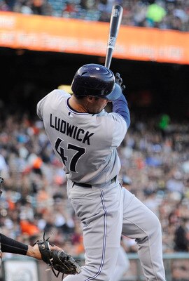 SAN FRANCISCO, CA - JULY 6: Ryan Ludwick #47 of the San Diego Padres hits a double driving in two runs against the San Francisco Giants in the first inning during an MLB baseball game at AT&T Park July 6, 2011 in San Francisco, California. (Photo by Thear