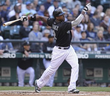SEATTLE - JUNE 25:  Hanley Ramirez #2 of the Florida Marlins hits a two RBI ground-rule double in the first inning against the Seattle Mariners at Safeco Field on June 25, 2011 in Seattle, Washington. (Photo by Otto Greule Jr/Getty Images)
